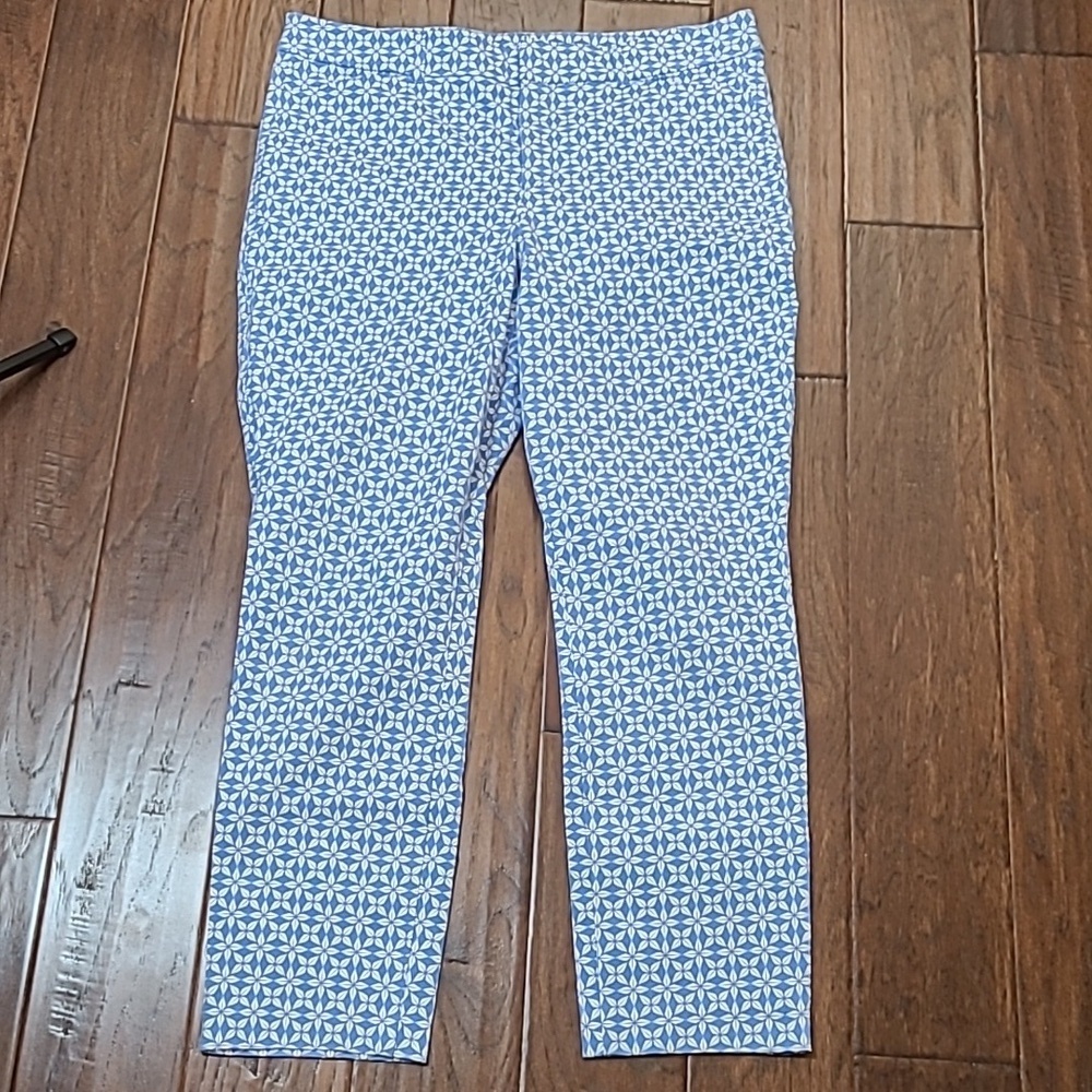 Old Navy Blue & White High-Rise Skinny Pixie Ankle Pants size 14
